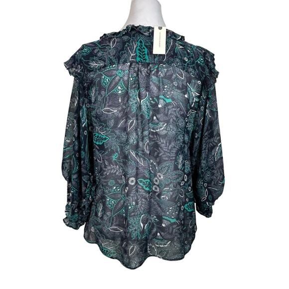 🆕 Anthropologie Haida Pleasant Top Navy Teal Ruffled NWT Size S Romantic Boho - Picture 5 of 11